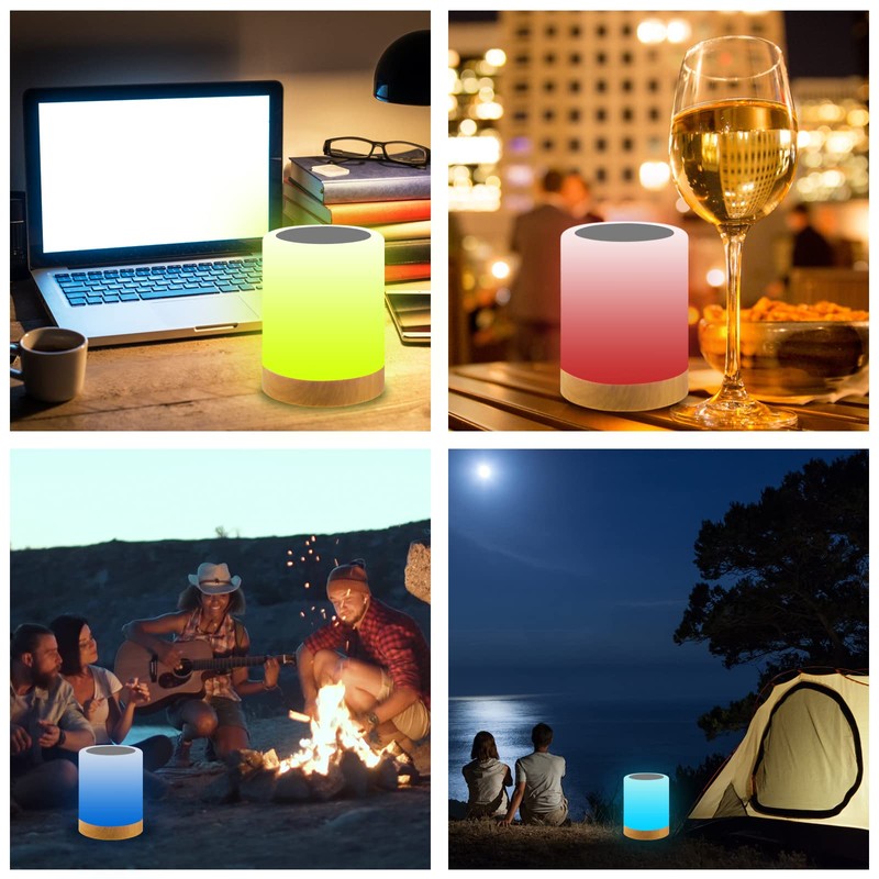 JOPHEK LED Bedside Lamp, Touch-Sensitive Night Light, 13 Colours, 3
