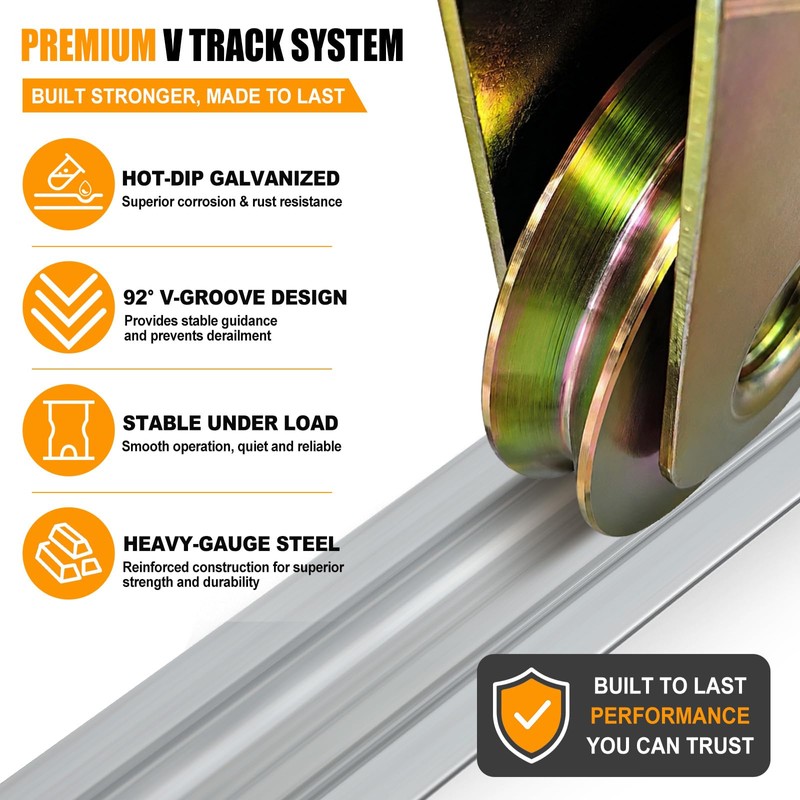 Otoolling 12ft Sliding Gate V Track Kit, 3 x 4ft