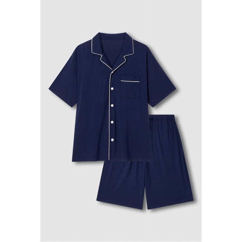 JAJU [JAJU] Men's JAJU AIR Cooling 5-Length Pajama Set_Navy