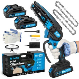 Mini Chainsaw, 6 Inch Mini Chainsaw cordless,21V with 2 Battery Powered Portable Handheld Small Chain Saw Use for Wood Cutting, Tree Trimming Handheld Saw, Home and Garden Tool (Bluce)