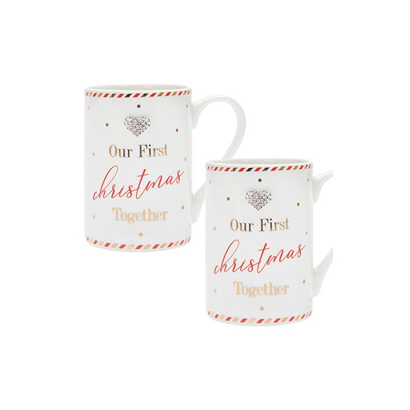 Mad Dots Set of 2 Boxed Christmas Mugs with Diamante