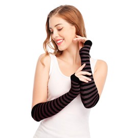 Bienvenu Punk Gothic Rock Long Arm Warmer Fingerless Gloves,Black Coffee