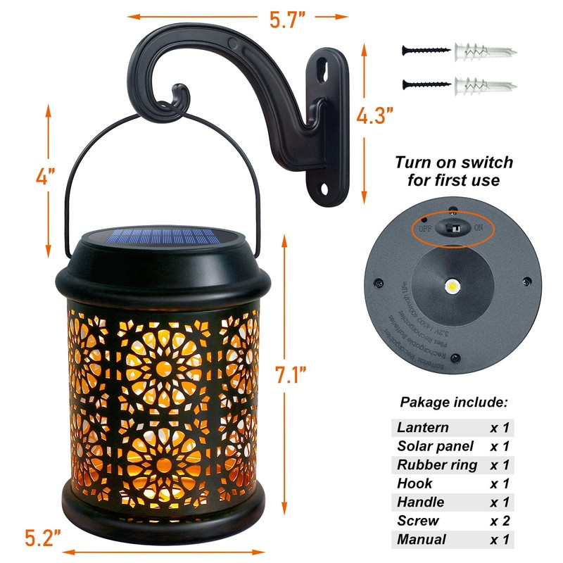 DenicMic Solar Lantern Outdoor Solar Lights Outdoor Hanging Lantern with