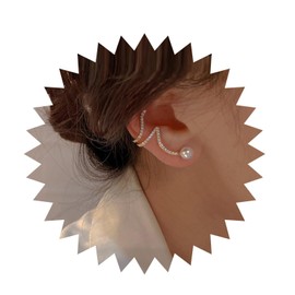 Andelaisi Boho Crystal Climber Earrings Gold Rhinestone Ear Cuff Earrings Gold Crystal Pearl Wrap Crawler Earrings Bling Cz Crystal Crawler Climber Earrings Jewelry for Women