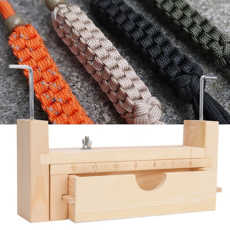 Harmless Simple Woven Umbrella Rope Paracord Bracelet Wooden Frame DIY