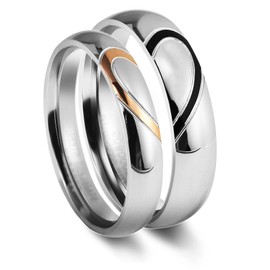 Akzent Wedding Rings Partner Rings Engagement Rings Stainless Steel with Zirconia + Engraving Proposal Rings Wedding Rings Friendship Rings, Non-precious metal