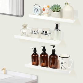 AYESY White Floating Shelves, Floating Shelves for Wall Set of 3(Long), Ideal Home Decor Accessories, for Wall Decor, Storage White Shelves for Bedroom, Living room, Bathroom, Kitchen Wall Mounted