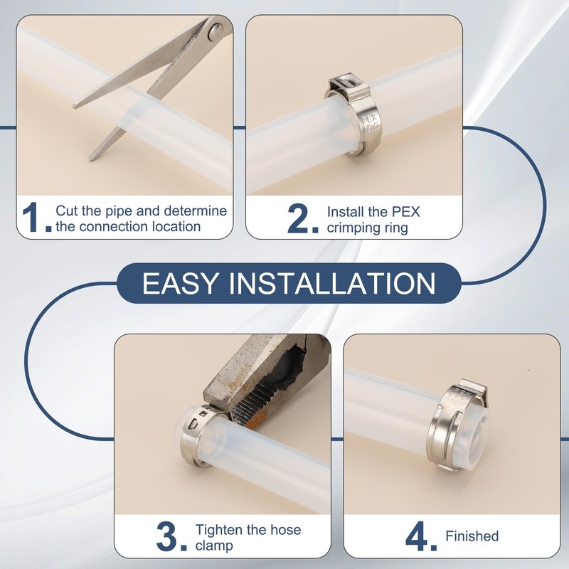 PATIKIL 1/2 Inch PEX Crimp Rings, 50 Pack Single Ear