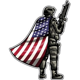 WickedGoodz American Flag Soldier Magnet - Veteran Magnetic Car Decal