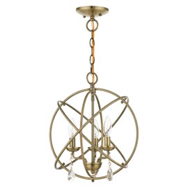 Livex Lighting, 40904-01, Aria, Convertible Pendant Chandelier/Semi-Flush, Antique Brass