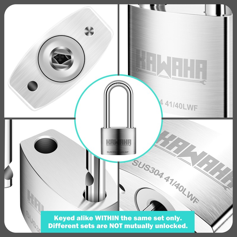 KAWAHA 41/40L-2PS 1-9/16 inch (40mm) Long Shackle High Security Stainless