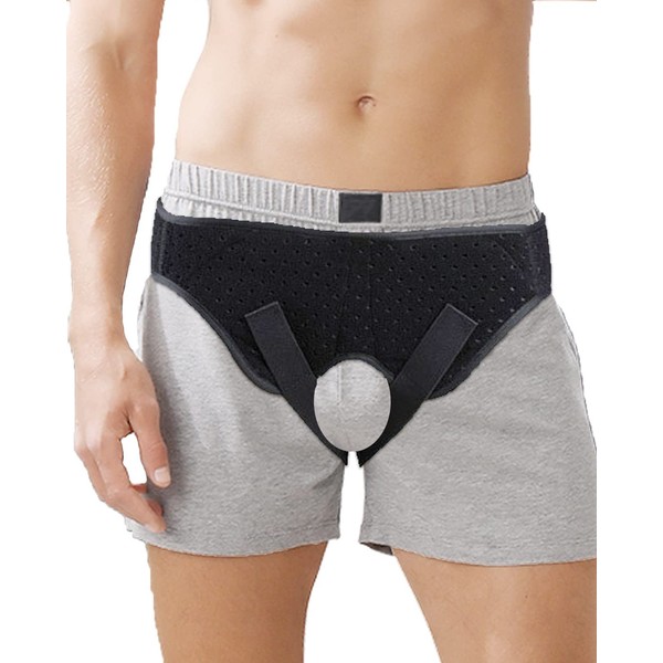 DouHeal 𝗛𝗲𝗿𝗻𝗶𝗮 𝗕𝗲𝗹𝘁 𝗳𝗼𝗿 𝗠𝗲𝗻 𝗜𝗻𝗴𝘂𝗶𝗻𝗮𝗹, Hernia Support Belts for Single/Double Inguinal or Sports Hernia, Hernia Truss Belts Underware with 2 Removable Compression Pads & Adjustable Groin Strap(XL, 41.4''-47.5'')