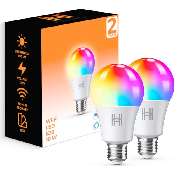 Homefy Smart Light Bulbs 2 Pack, A19 Color Changing LED