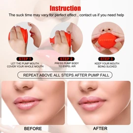 lip pump lip plumper lip enhancer，Soft Silicone Fish Shape Lips Enhancer,Fuller Thicker Mouth Fastly Lip Pumps Bigger Device for Women Female (RED)