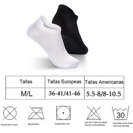 8 Pares Calcetines Deportivos para Hombre y Mujer,Calcetas Deportivas Algodon Transpirables,Calcetines bajos antideslizantes duraderos (MX/US, Alfa, Mediano, Regular, Regular, Negro/Blanco)