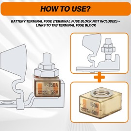 BUSSALIX IPBF Marine Rated Battery Fuse 58V Ignition Protected for Multiple Batteries Deal for Boats Trucks RVs Construction Vehicles Ceramic & UL94V0 Thermoplastic(150A,2PACK)