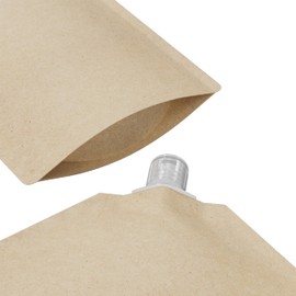 QQ Studio 50 Pcs Kraft Spout Empty Refill Pouch for Shampoo, Conditioner, Lotion, Body Wash, Leak Proof Squeeze Packaging Pouches (16.91 oz)