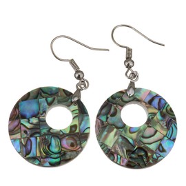 IDB Dangling Natural Paua/Abalone Sea Shell Hook Earrings - Beautiful Natural Dangling Earrings To Go With Any Outfit - 2 inch (2.00" / 50mm) drop drop