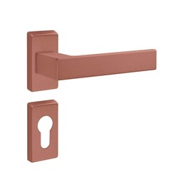 Gedotec Narrow Frame Handle Set Aluminium 1 Set Door Fitting Door Handle Room Door on Narrow Rosette PZ Cylinder Handle Pair Copper Colour Push 1317 Door Set Including Mounting Material