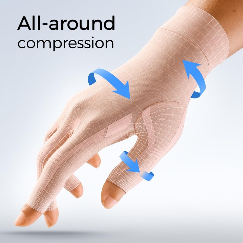 FREETOO Support Arthritis Gloves Women Men, Fingerless Compression Gloves with