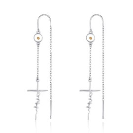 Faith Cross Earring for Women 925 Sterling Silver Mustard Seed Dangle Earrings Hypoallergenic Long Cross Earring Christian Religious Faith of a Mustard Seed Jewelry Gifts