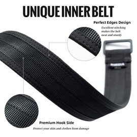 VISMIX Inner/EDC Belt 1.5" Hook Liner Inner Belt Fit Inside Duty Belt Concealed Carry for 1.75"-2" Loop Outer Belt