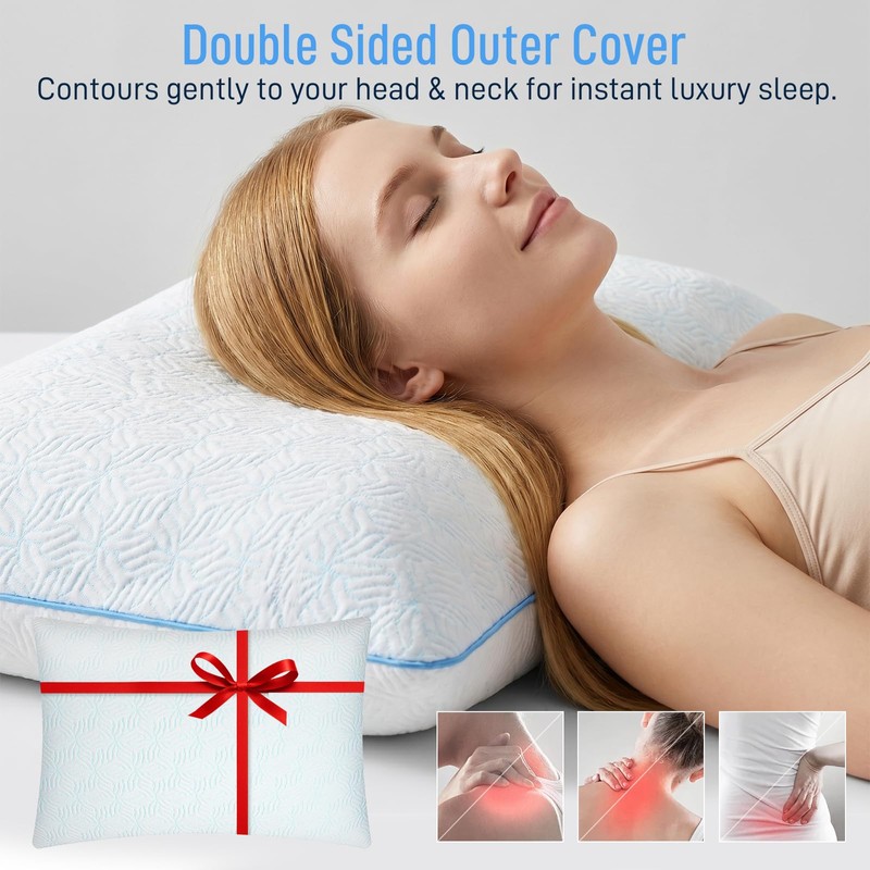 Cooling Pillows Queen Size 1 Pack, Cooling Bed Pillows for