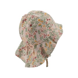 Sterntaler Sun Hat Garden Flower - Girls' Summer Hat in Linen Look with Batiste Lining (Organic) - Adjustable Size - with Neck Protection and Ties - Baby Children's Headpiece, Pale Pink, 49
