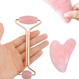 Rose Quartz Gua Sha Massage Roller for Face, Jaw, and Thigh Homecare Arm Roller Stone 10ea
