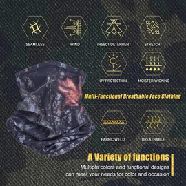 CAMOTER Camo Face Mask & Neck Gaiter - UV Sun Protection, Cooling for Men & Women - Hunting, Fishing, Cycling, Hiking (CAMO C)