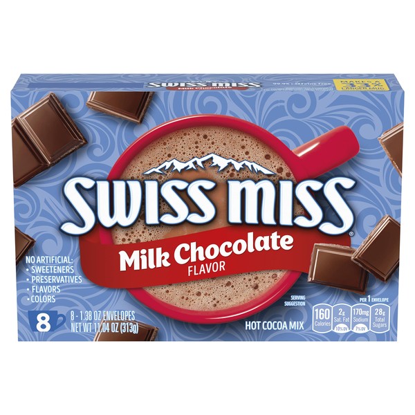 Swiss Miss Milk Chocolate Sabor mezcla de cacao caliente, (8) 1.38 oz sobres