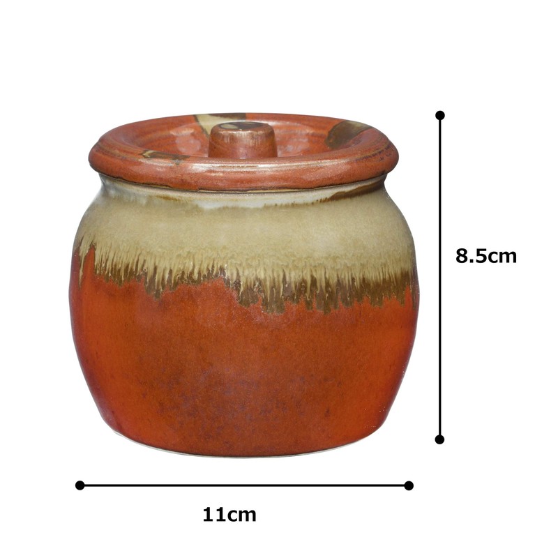 White Nagashi Red 2 Soup Pot [4.1 x 3.9 inches
