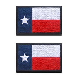 Bundle 2 Pieces Tactical American Texas State Lonely Star Flag Patch With Hook and Loop Embroidered Backing DIY Decorative Appliques Texas Emblem for Backpacks Clothing Jacket and More -Red