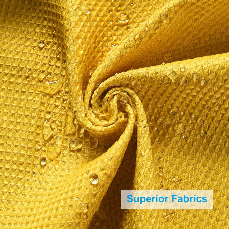 AmazerBath Waffle Shower Curtain, Bright Yellow Shower Curtain Fabric with