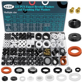 KEZE 233 Piece Assortment of Seals for Piping and Taps for Various Faucets, Garden Hoses, Outdoor Taps, Splitter Gaskets