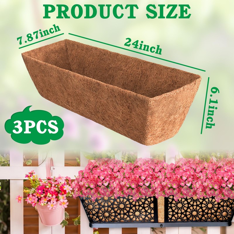 Halatool 3PCS 24 Inch Coco Liner 100% Natural Through Coco