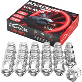 OTUAYAUTO M12x1.5 Lug Nuts - 24PCS Chrome 12x1.5 Wheel Lug Nuts, Replacement for Toyota Tacoma 4Runner FJ Cruiser Lexus GX460 GX470 Lug Nut Set, Mag Flat Seat, 13/16" Hex for OEM Factory Style Lug Nut