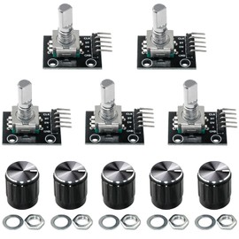 GIAK KY-040 Rotary Encoder Module Rotary Encoder, Pack of 5, 360 Degree Rotary Encoder, Rotary Angle Encoder, with Push Button for Automotive Electronics, Multimedia Audio