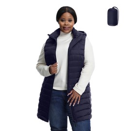 HHE Plus Size Women Puffer Vest 1X-6X Lightweight Packable Quilted Puffy Vest (Exclusively for Plus Size)(Navyblue,4X)