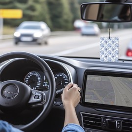 Mancheng-zi Coquette Blue Bow Flower Car Air Freshener 3Pcs, Cute Preppy Girly Floral Air Freshener Hanging for Cars Closet Drawer or Books, Blue Coquette Preppy Car Accessories Mirror Decor for Women