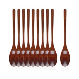 10-Piece Wooden Spoons Set, Wooden Cooking Spoon, Japanese Ramen Spoon, Reusable Kitchen Utensils, Suitable for Home and Restaurant Use