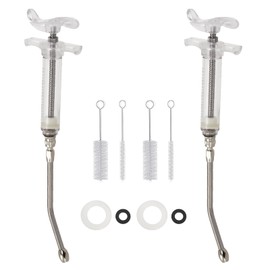 10ml Plastic Steel Feeding Syringe Kit With Nozzle, Adjustable Reusable Dispenser, Suitable For Cows, Goats, Sheep, Pigs, Horses, Dogs, Cats, And Small Pets (10ml 2pcs)