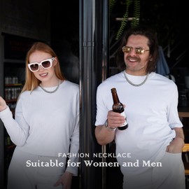 Meeshi Cuban Link Chain for Men Gifts for Men Anniversary Birthday Cuban Chain Necklace for Womens Gifts for Mens jewelry for husband necklaces for him gifts for him (12mm Width 26 Inch)