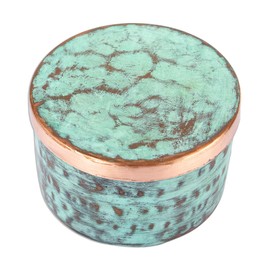 NOVICA Handcrafted Copper Keepsake Box Hammered Petite Metallic Green Mexico Decor Accessories Decorative Boxes Hacienda 'Antique Patina'