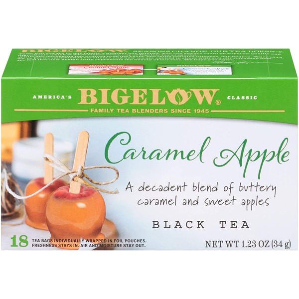 Bigelow Caramel Apple Black Tea Bags, 18 Teabags (Pack of 6), Caffeinated Black Tea 108 Tea Bags Total