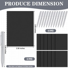 24 Pcs Mini Pocket Notebook Set, 2.5" x 4" Small Kraft Notebook Ballpoint Pen Bulk, Tiny Blank Paper, Mini Journal Sketchbooks Composition for Kids Men Woman School Office Travel Gifts(Black Color)
