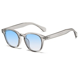 RUNHUIS Retro Round Sunglasses for Men and Women, Fashion Vintage UV400 Protection Sunglasses, Transparent grey/blue