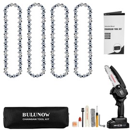 BULUNOW Mini Chainsaw Tool Kit - 12PCS Complete Accessorries including 4 Packs Chains for 4 Inch Cordless Electric Power Chainsaw
