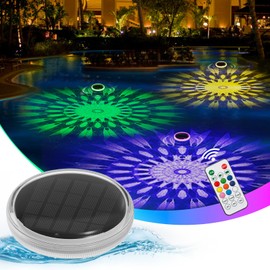MATEPROX Solar Pool Lighting Floating IP68 Waterproof LED Pond Light with Remote Control, Underwater Light for Pool, Whirlpool, Garden Fountain & Decoration, Pack of 1