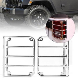 Newsmarts Chrome Rear Taillights Cover Trim Frame Protective Guard Exterior Decoration for 2007-2017 for Jeep Wrangler JK 2 Door & Unlimited 4 Door (Sports, Sahara, Freedom & Rubicon)